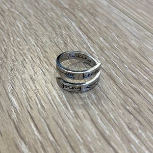 Silver Ring with Inspirational Message: “Fucking Keep Going”